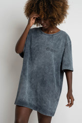 T-SHIRT WITH WASHED EFFECT GRAPHITE - ARETE