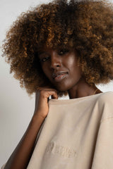 T-SHIRT WITH WASHED EFFECT BEIGE - ARETE