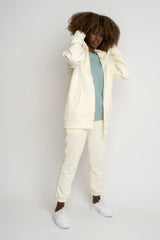 ECRU ZIP-UP HOODIE - ZANZIBAR