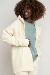ECRU ZIP-UP HOODIE - ZANZIBAR