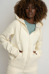 ECRU ZIP-UP HOODIE - ZANZIBAR