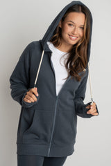 GRAPHITE ZIP-UP HOODIE - ZANZIBAR