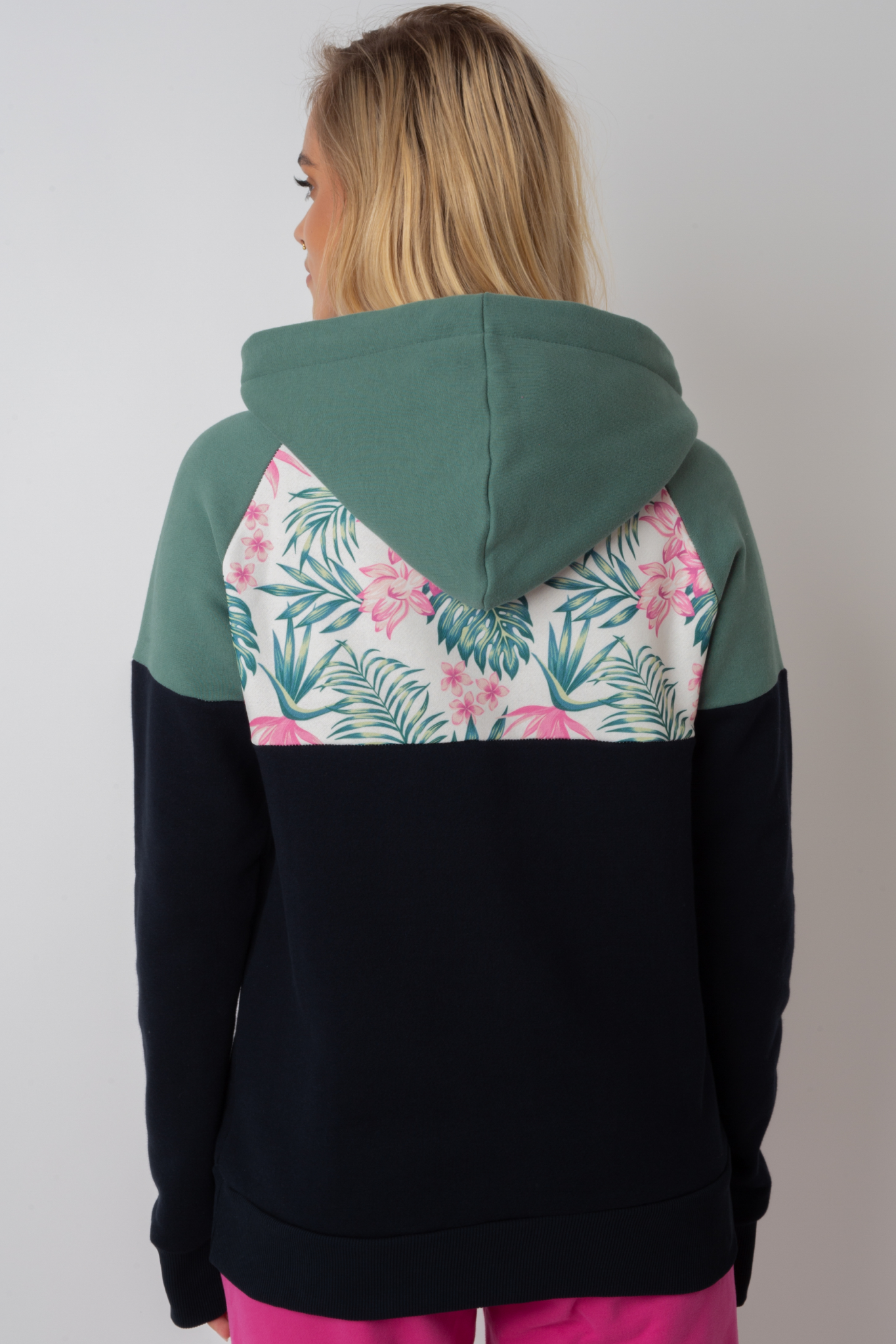 Kapuzen -Sweatshirt in Marineblau mit Blumendruck - Nemos