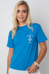 Mermaid Club Blue T -Shirt mit Ecru -Print - Manuel