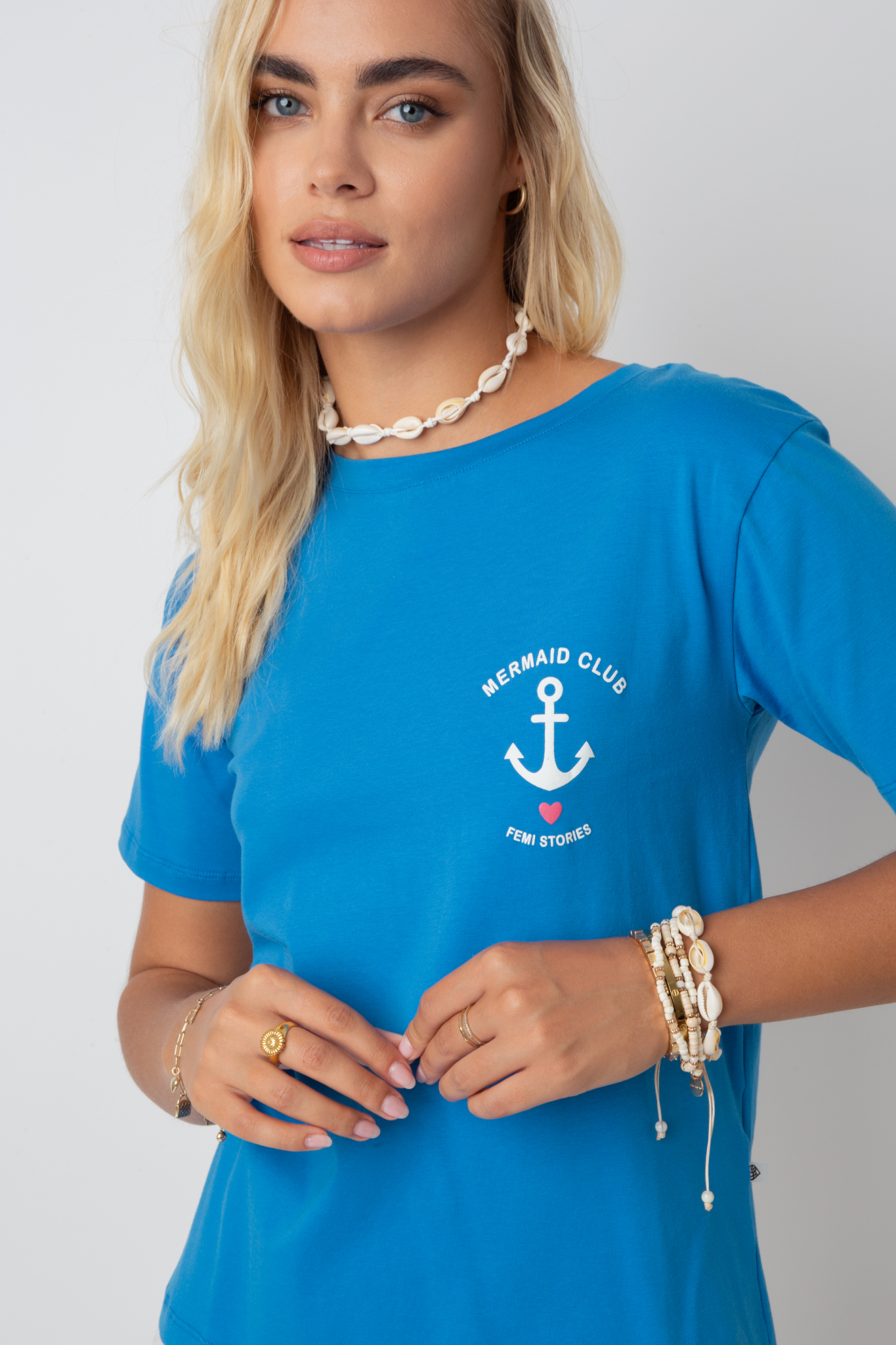 Mermaid Club Blue T -Shirt mit Ecru -Print - Manuel