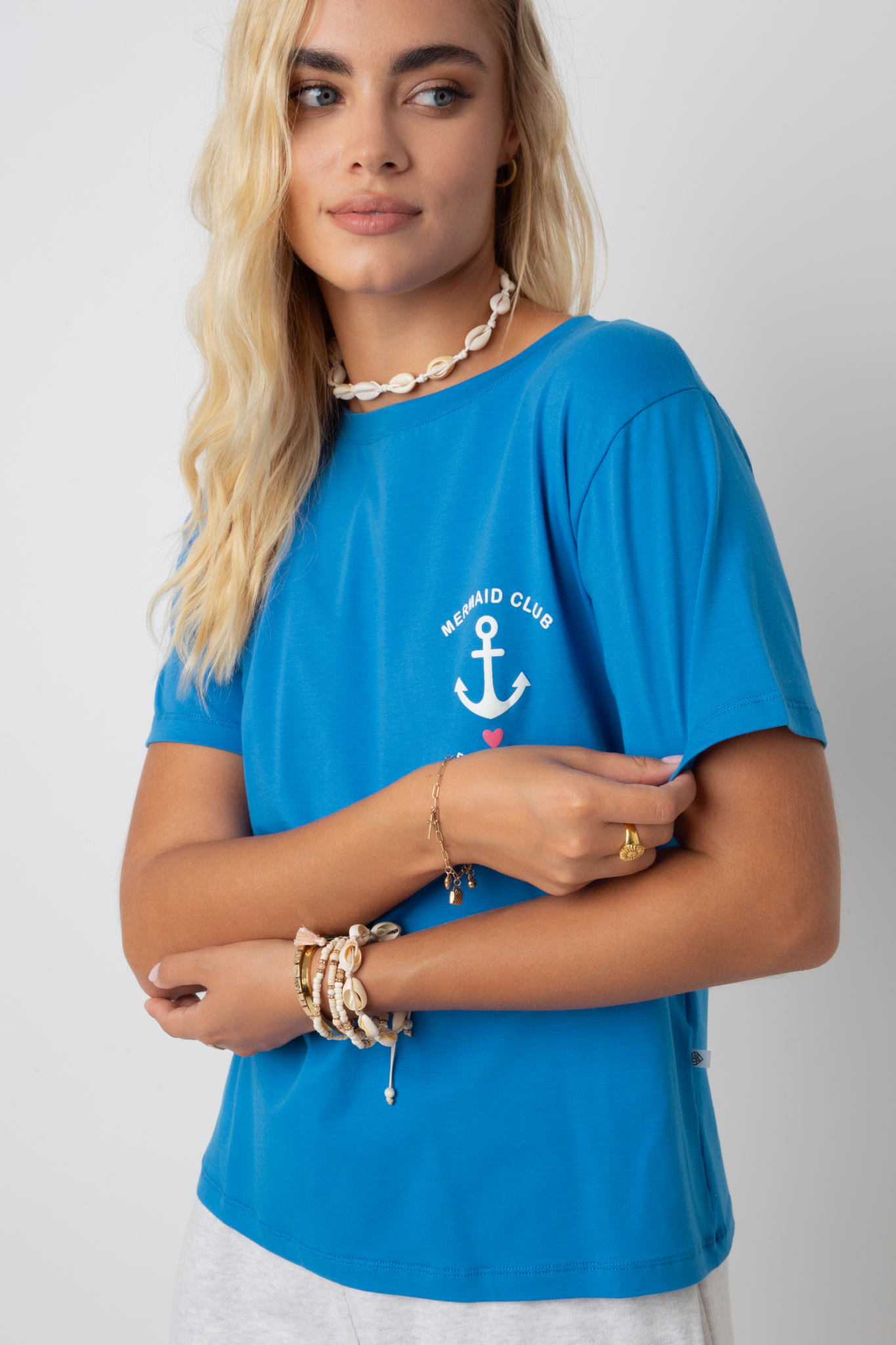 Mermaid Club Blue T -Shirt mit Ecru -Print - Manuel