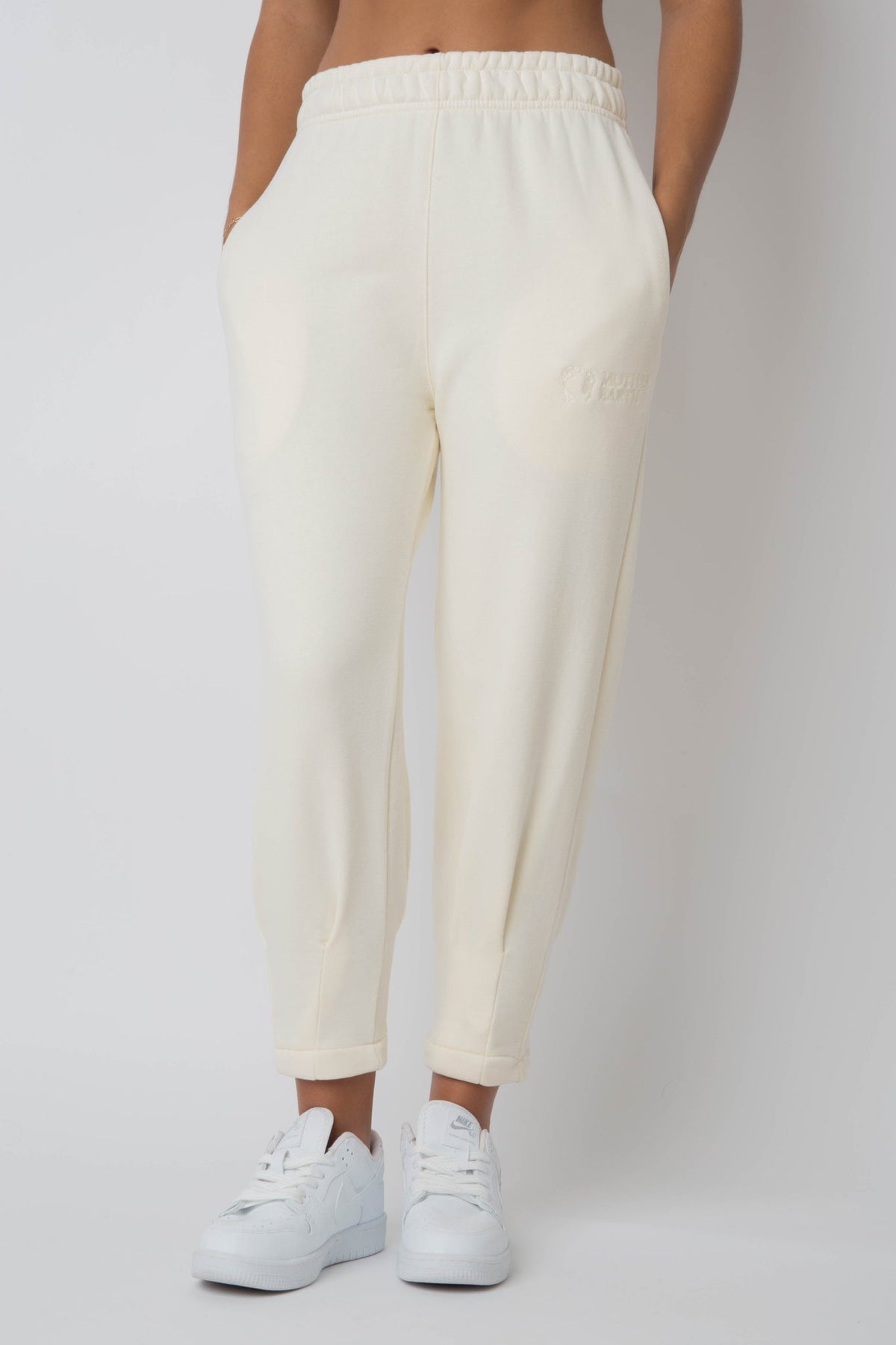 ECRU JOGGERS WITH TAPERED LEGS - ANACAPA