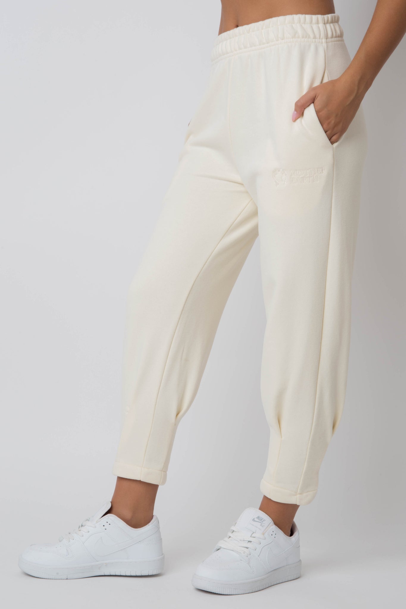 ECRU JOGGERS WITH TAPERED LEGS - ANACAPA