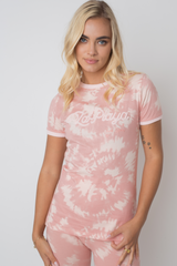 T -Shirt La Playa Wäsche Pink mit hellrosa Schreiben und Trimm - Cosma