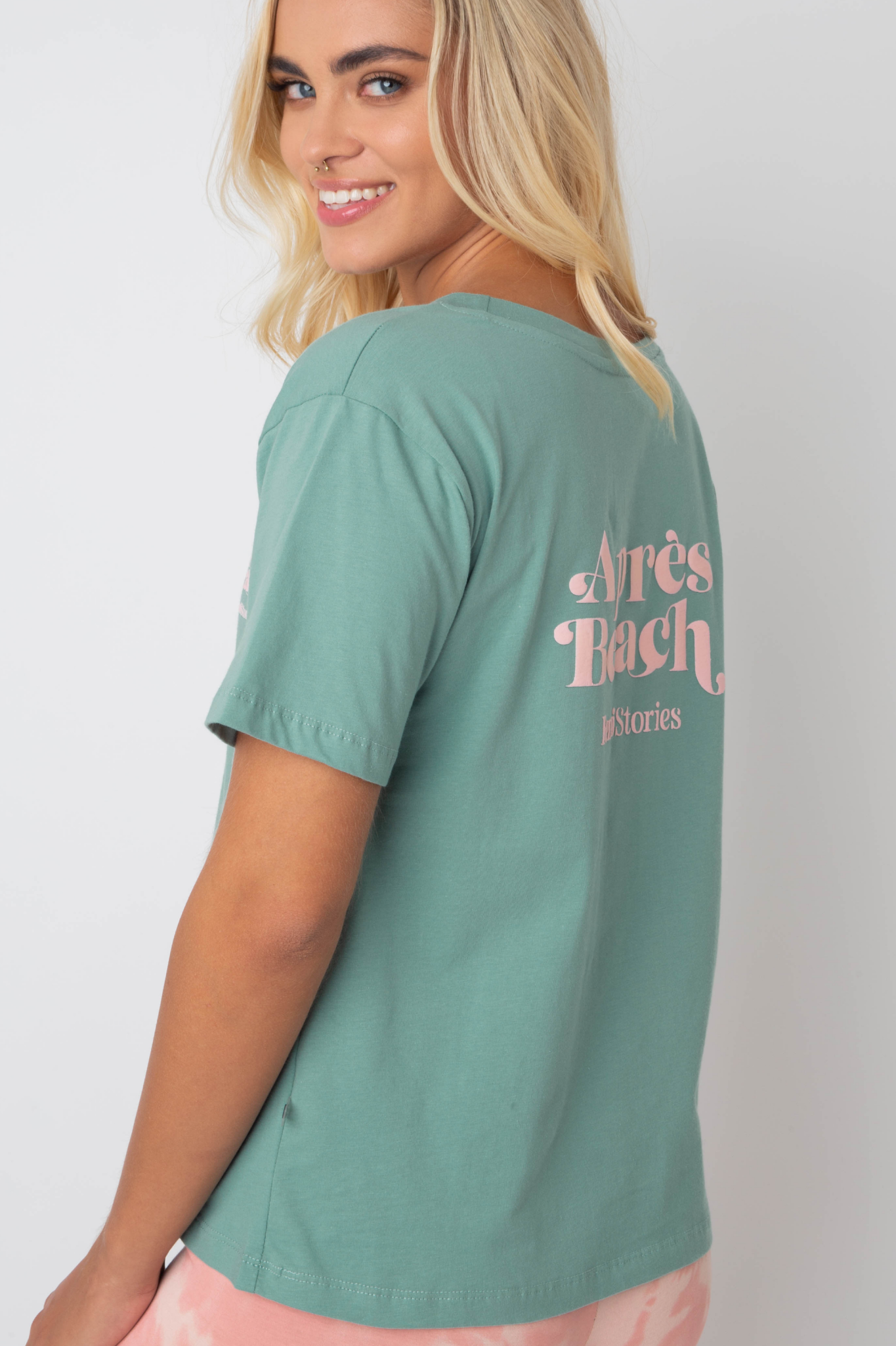 Apres Beach Mint T -Shirt mit rosa Druck - Manuel