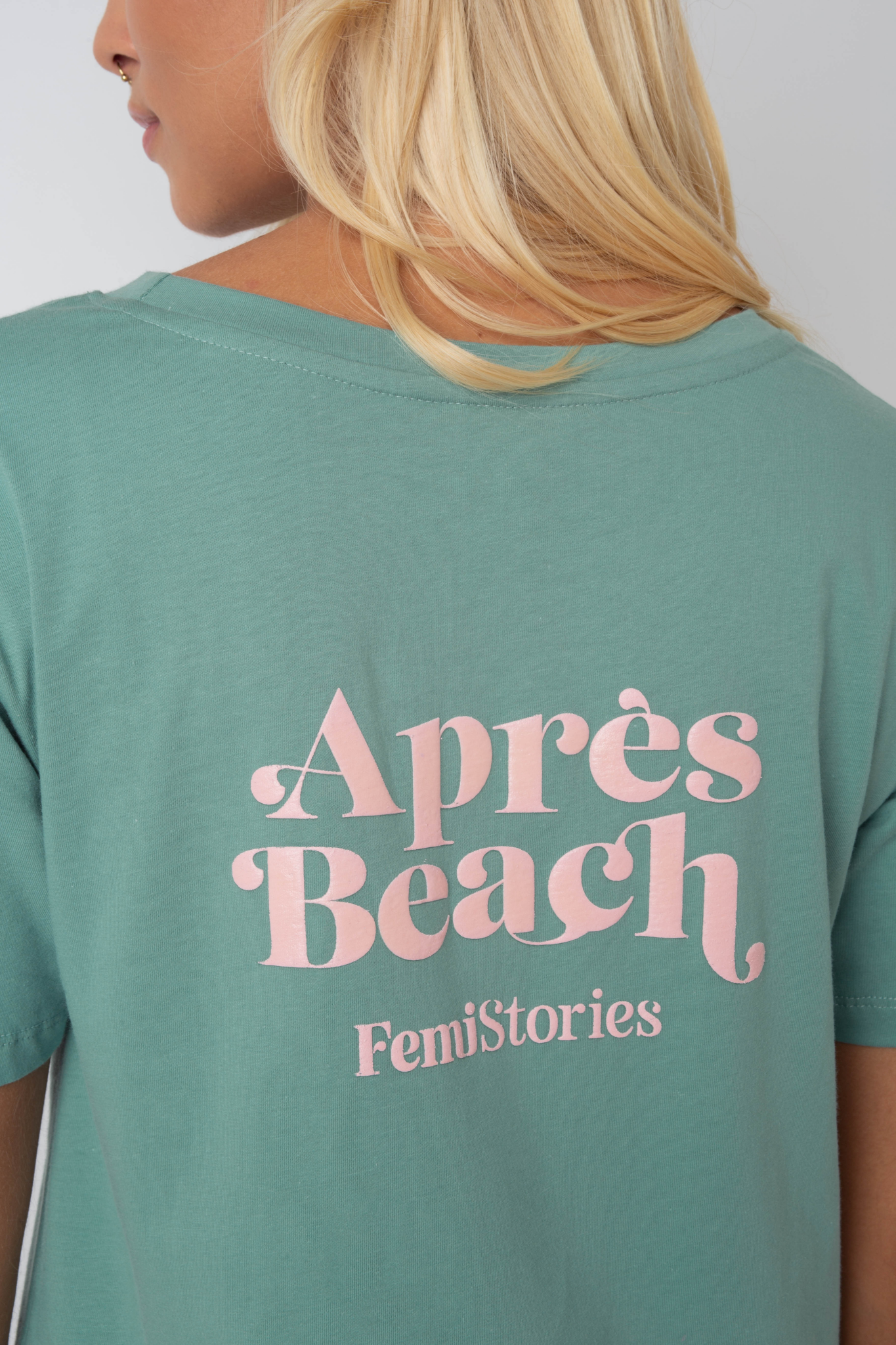 Apres Beach Mint T -Shirt mit rosa Druck - Manuel