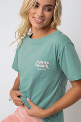 Apres Beach Mint T -Shirt mit rosa Druck - Manuel