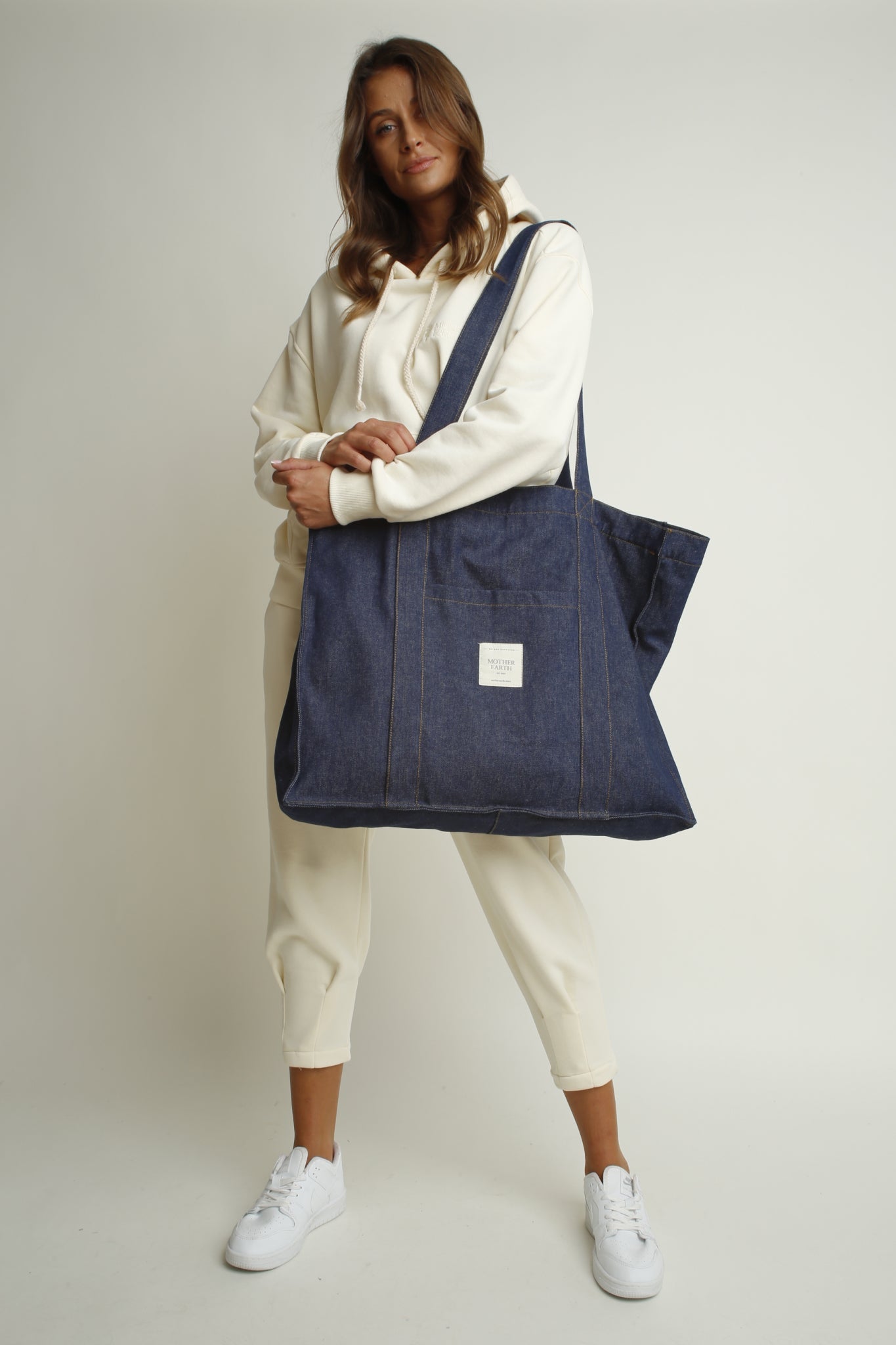 DENIM SHOPPER BAG NAVY BLUE - LIDO