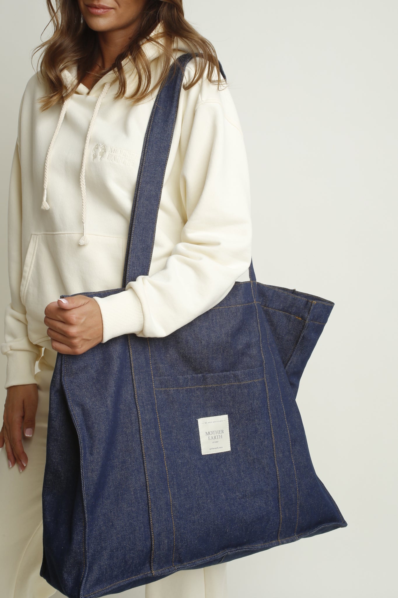 DENIM SHOPPER BAG NAVY BLUE - LIDO