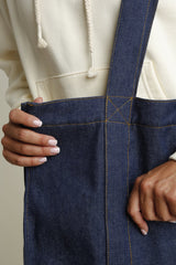 DENIM SHOPPER BAG NAVY BLUE - LIDO