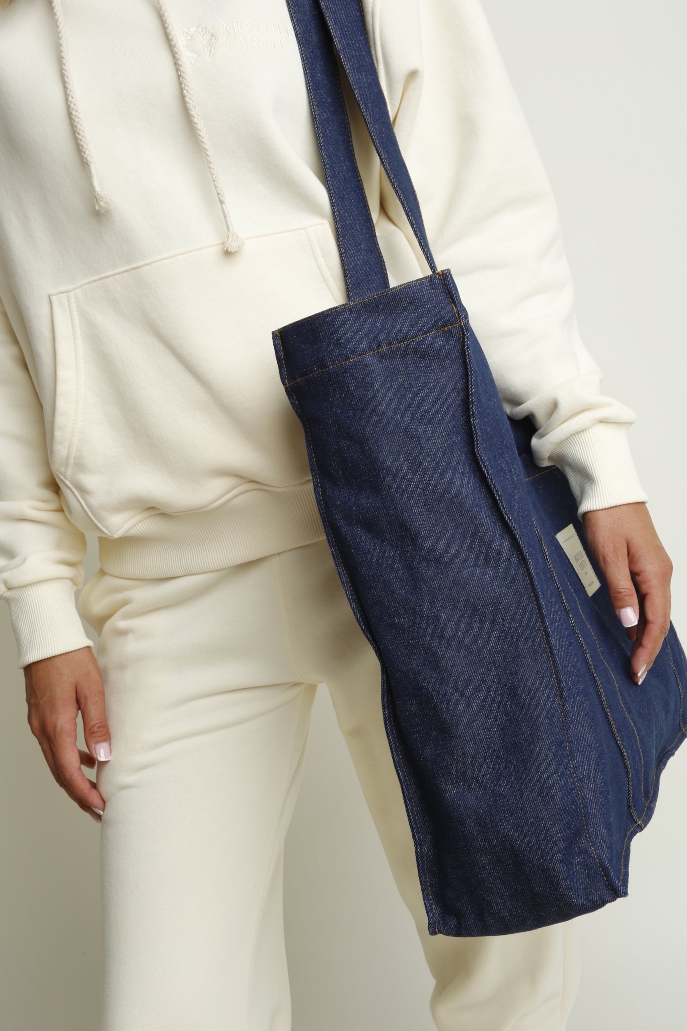 DENIM SHOPPER BAG NAVY BLUE - LIDO