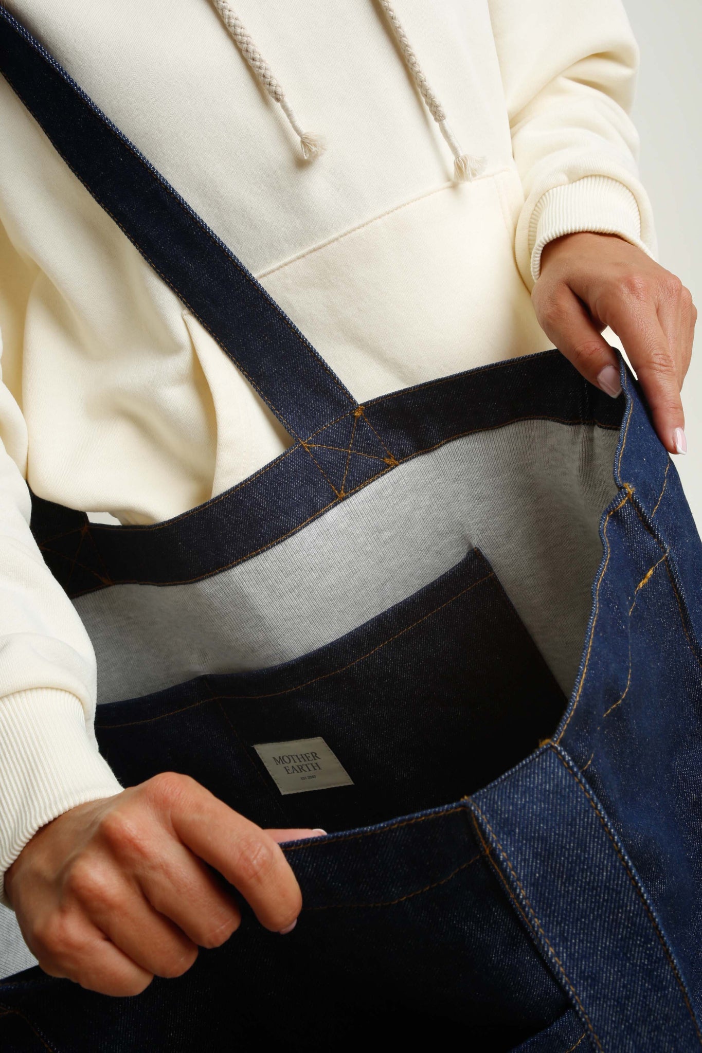 DENIM SHOPPER BAG NAVY BLUE - LIDO