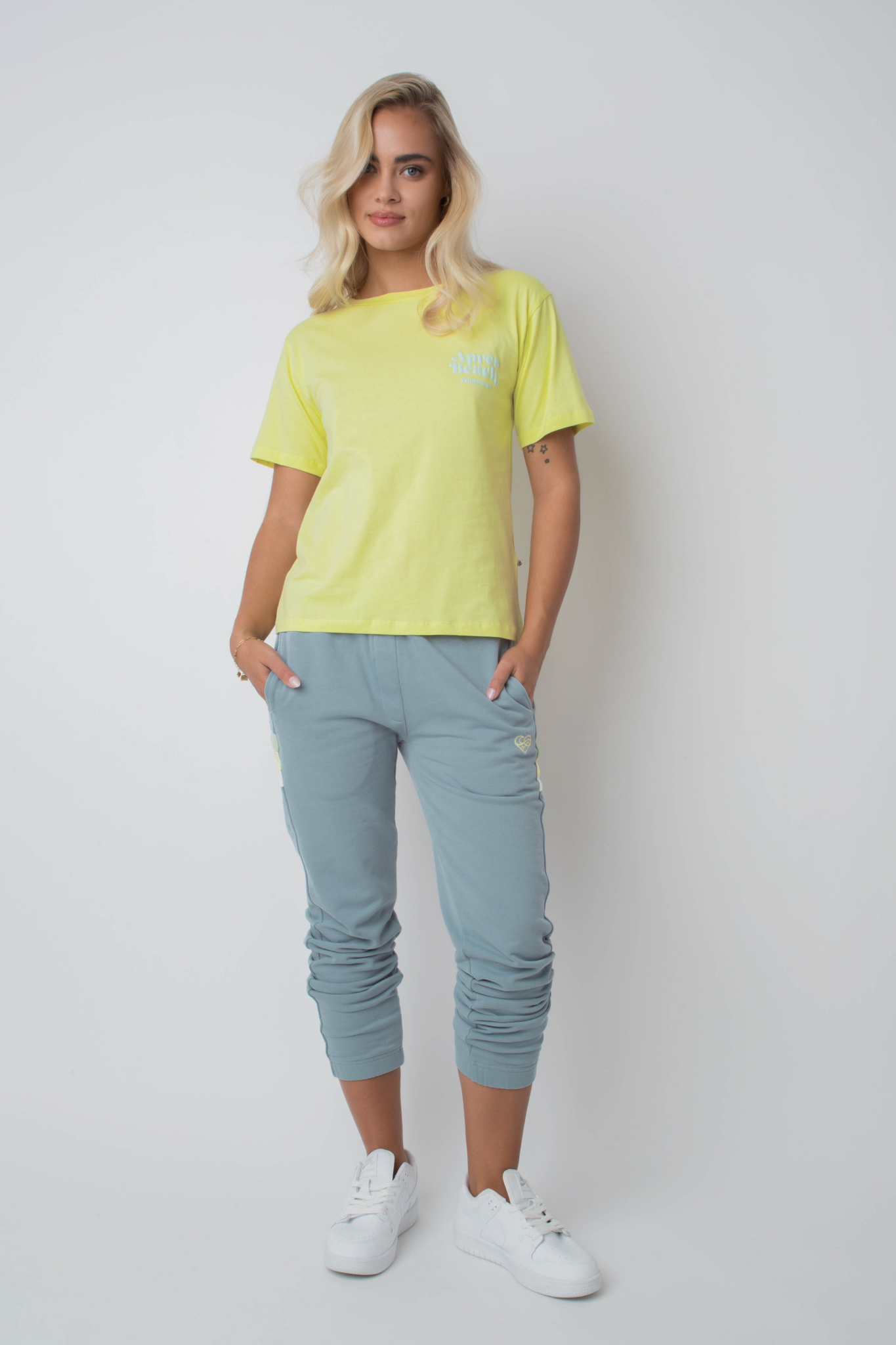 Apres Beach Lime Green T -Shirt mit Blauprint - Manuel