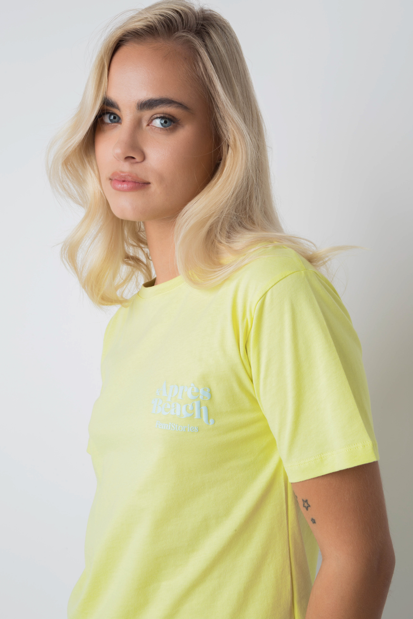 Apres Beach Lime Green T -Shirt mit Blauprint - Manuel