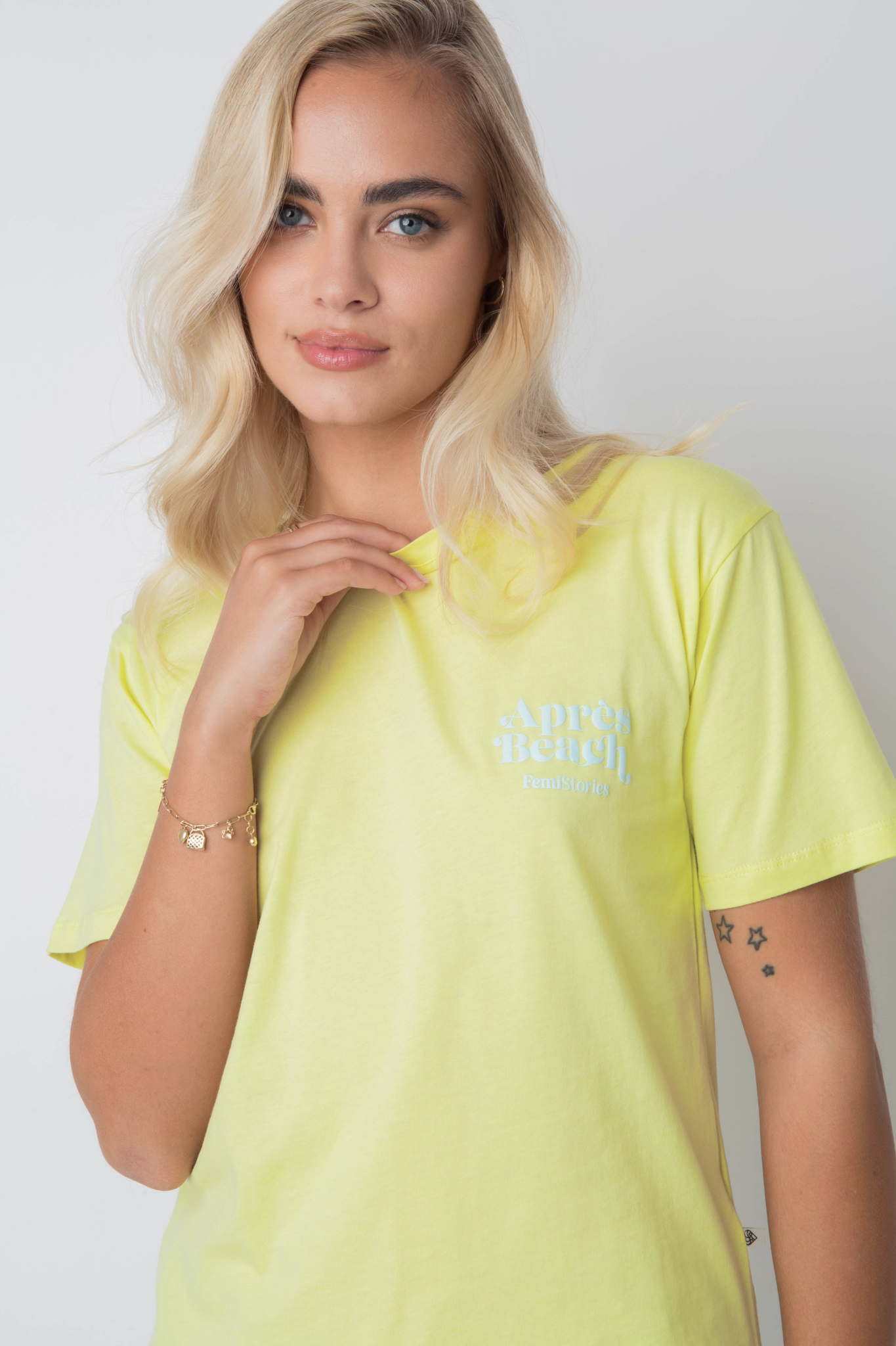 Apres Beach Lime Green T -Shirt mit Blauprint - Manuel