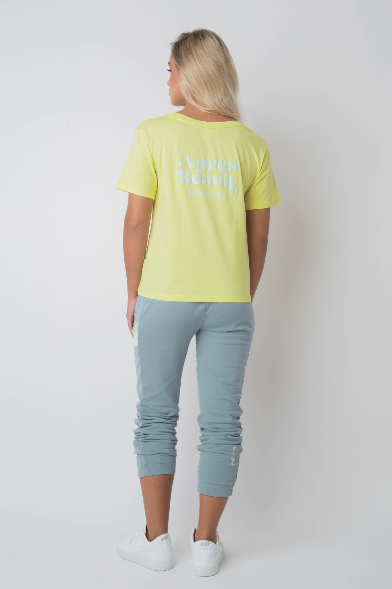 Apres Beach Lime Green T -Shirt mit Blauprint - Manuel