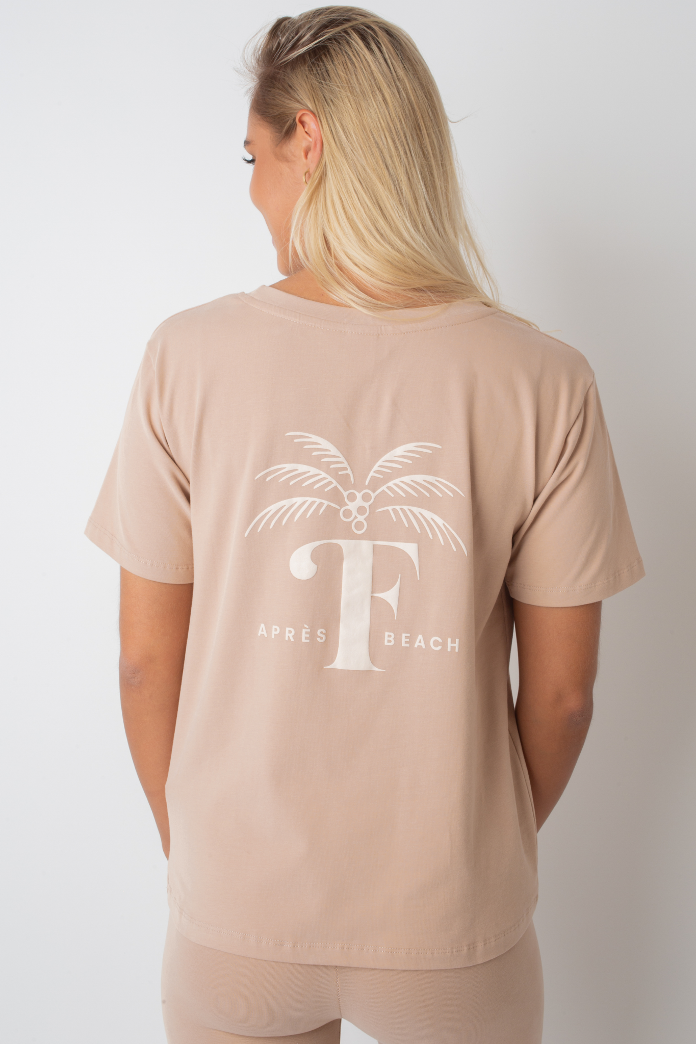 Apres Strand hellbraunes T -Shirt mit Ecru Palm Tree Print - Manuel