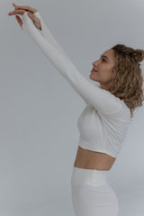 SHORT FITTED RIBBED CROP TOP ECRU – SAHARA